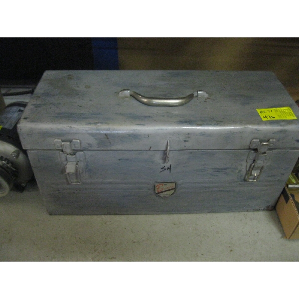BEACH TOOLBOX W/ASST. CONTENTS: PIPE WRENCHES, WIRE BRUSHES, ETC.