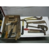Image 1 : BOX OF MISC. HAMMERS, PLIERS, PIPE CUTTER, ETC.