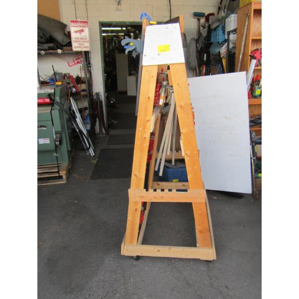 1 WOOD ROLLING CLAMP STAND (STAND ONLY)
