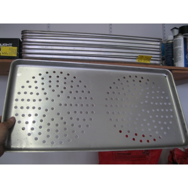 11 ALUMINUM TRAYS W/HOLES