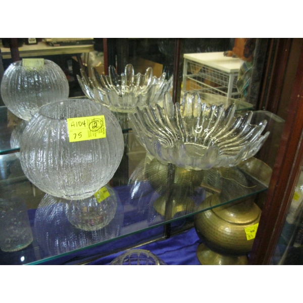 LG. GLASS BOWL & A VASE, TAPIO WIRKKALA