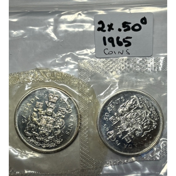 2 - 1965 CDN 50 CENT PIECES