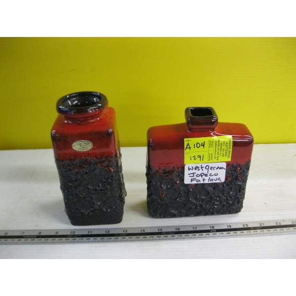 2 WEST GERMAN JOPECO FAT LAVA VASES