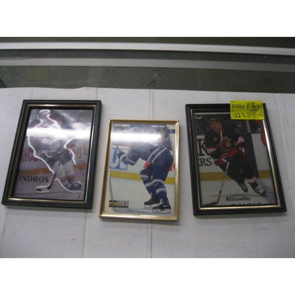 3 FRAMED LARGE HOCKEY CARDS
