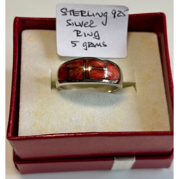 STERLING .925 SILVER RING, 5G, SZ 9