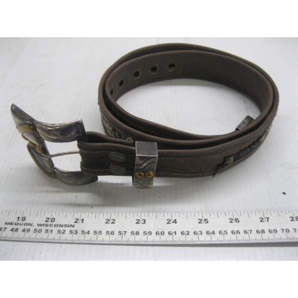 LEATHER BELT W/LG. BUCKLE