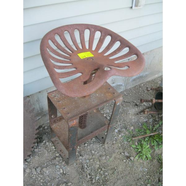 SPRING LOADED CAST IRON TRACTOR SEAT STOOL