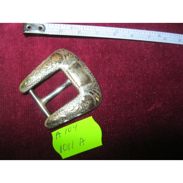 NAVAJO STERLING BELT BUCKLE W/10K GOLD