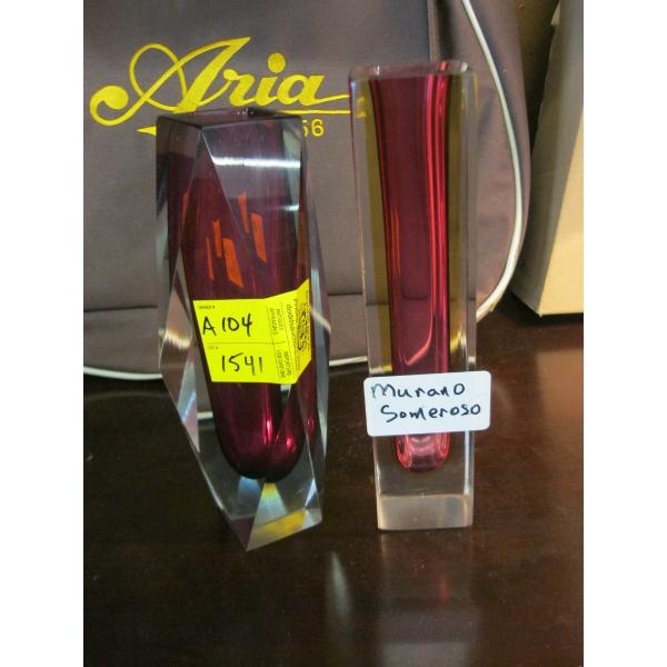 2 MURANO SOMMERSO GLASS VASES