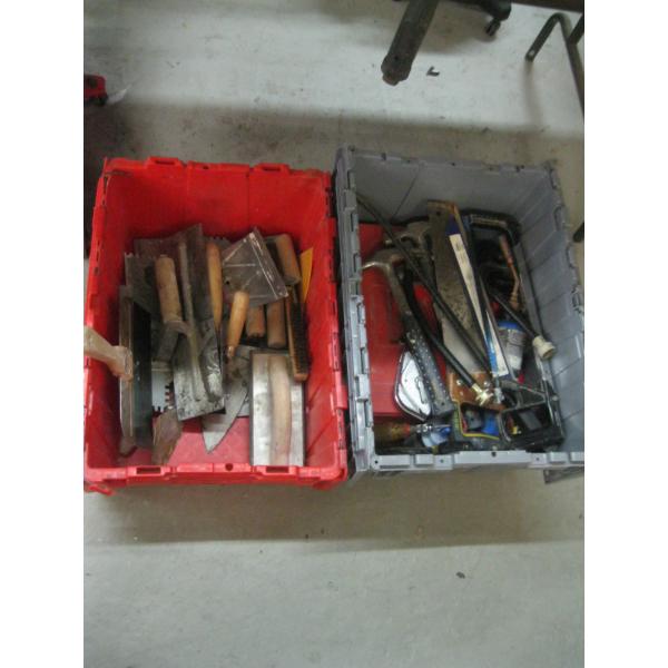BIN OF MISC. TOOLS & TROWELS