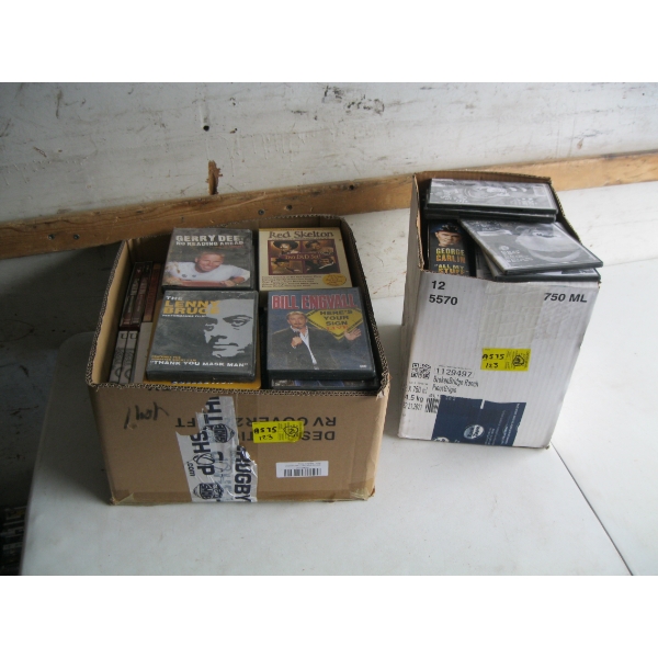 2 BOXES OF DVDs