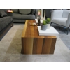 Image 2 : WOOD COFFEE TABLE W/2 WHITE ROLLING TABLES