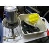 Image 3 : MISC. CAMPING ACCESS.: PROPANE HEATER & STOVE, COFFEE POT, HATCHET, ETC.