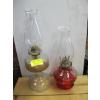 Image 1 : 2 COAL OIL LAMPS W/CHIMNEYS