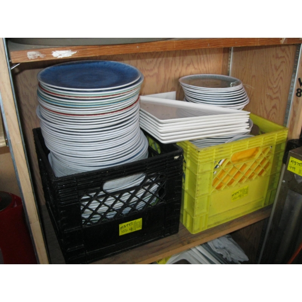 2 BASKETS OF MISC. PLATES, ETC.