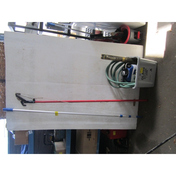 MISC. PRUNING POLE, EXTENSION POLE, SPRAYER, HOSE, ETC.