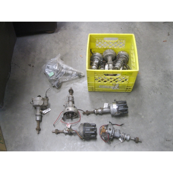 BIN OF ASST. CAR PARTS - DISTRIBUTORS, ETC.