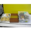 Image 1 : CLEAR CONTAINER OF MISC. TRAIN ITEMS & CONTAINER OF MISC. & BACKGAMMON BOARD