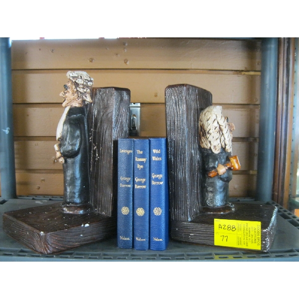 PAIR OF BOOKENDS & 3 BOOKS