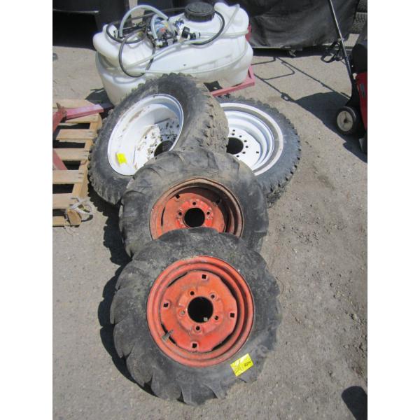 2 TRACTOR TIRES & 2 TRAILER TIRES