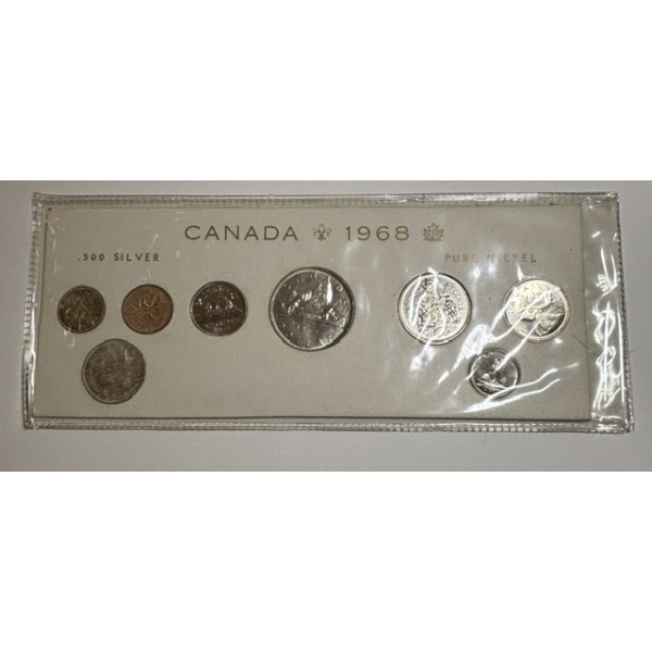 1968 CDN COIN SET, .500 SILVER; PURE NICKEL