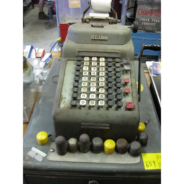 ADDING MACHINE W/CASH BOX BY R.C. ALLEN