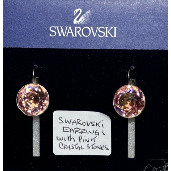 PAIR OF SWAROVSKI EARRINGS W/PINK CRYSTAL STONES