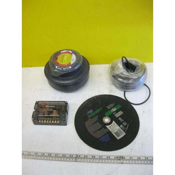 FLAT OF TUBING & A PIONEER AMP, CUTOFF DISC, ETC.
