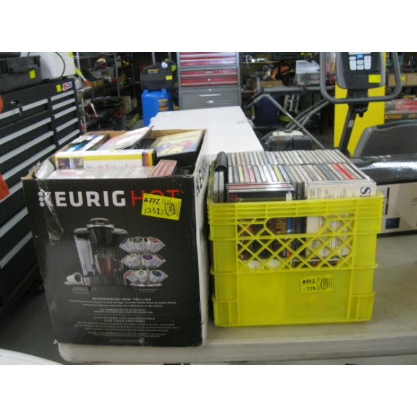 ASST CDs, VHS TAPES & CRATE OF CDs