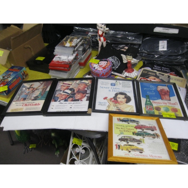 5 FRAMED ADVERTISEMENTS