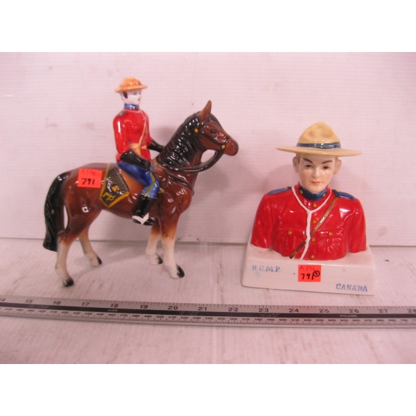 2 RCMP FIGURINES - 1 ON HORSE