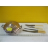 Image 1 : CARVING KNIFE SET & SILVERPLATE GLASS LINED TUREEN