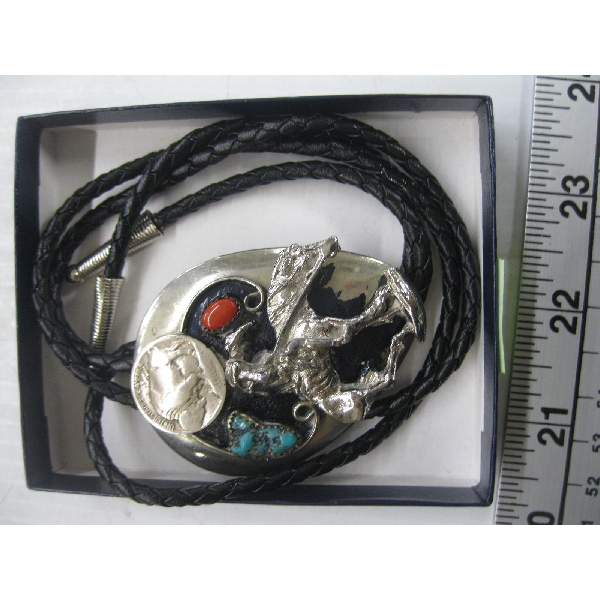 NAVAJO BOLO TIE W/BRONC RIDER
