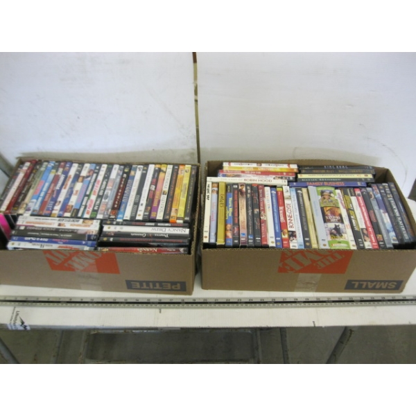 2 BOXES OF DVDs