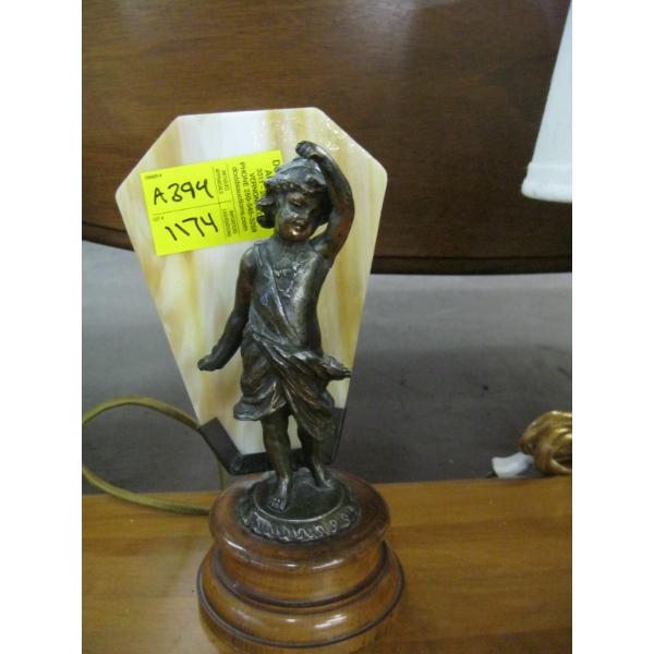 VINTAGE LAMP W/CAST FIGURINE