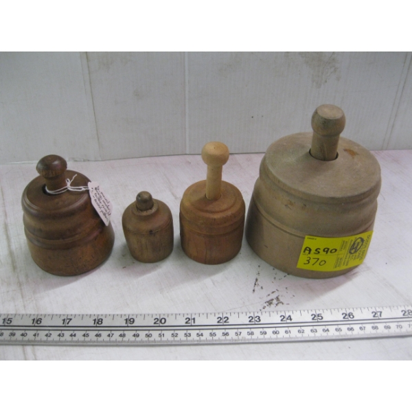 4 WOODEN BUTTER MOLDS