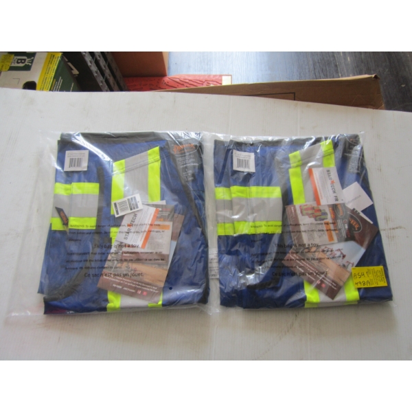 2 LG. BLUE VESTS