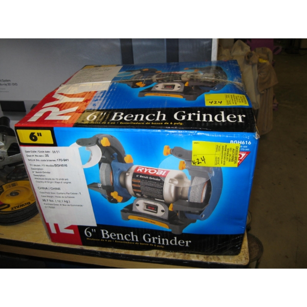 RYOBI 6" BENCH GRINDER, NEW IN BOX