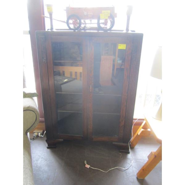 ANTIQUE GLASS DOOR CABINET