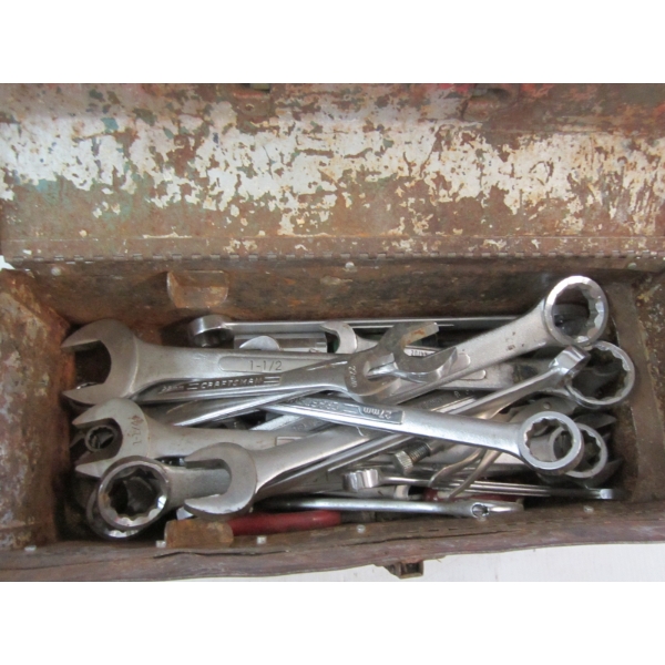 METAL TOOLBOX W/MISC. WRENCHES