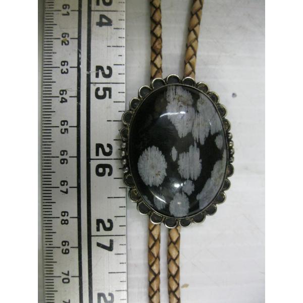 BLACK STONE & SILVER NAVAJO BOLO TIE