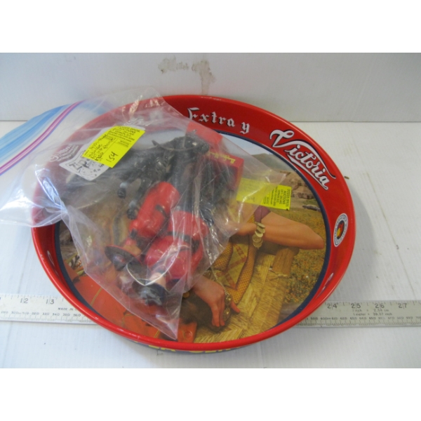 VINTAGE CORONA TRAY & BAG OF RELIABLE RCMP & HORSE, 1950s
