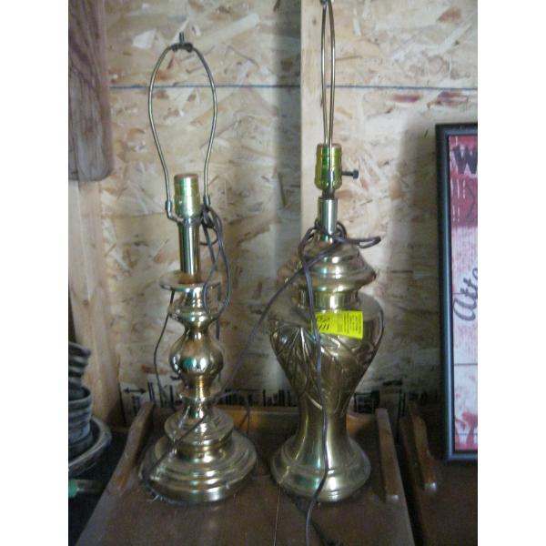 2 BRASS TABLE LAMPS - NO SHADES