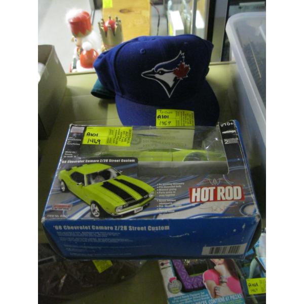 68 CHEVY CAMERO MODEL & 2 BASEBALL CAPS