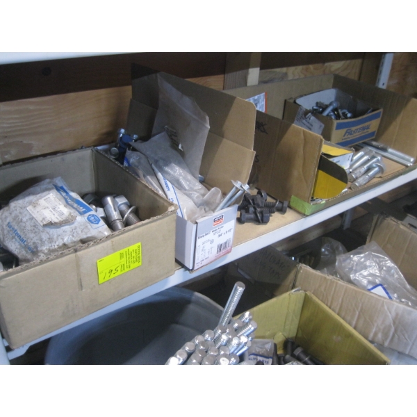 SHELF OF MISC. ANCHOR BOLTS, SCREWS, ETC.