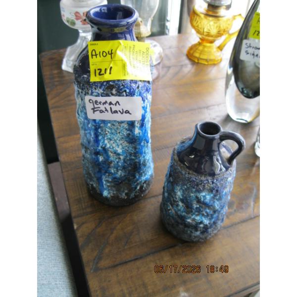 2 GERMAN FAT LAVA MCM VASES