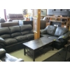 Image 5 : BLACK LEATHER LOOK COUCH & LOVE SEAT - COUCH HAS SOME DAMAGE