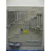 Image 1 : WALL MOUNT METAL PEGBOARD W/HOOKS & SAE & METRIC WRENCHES