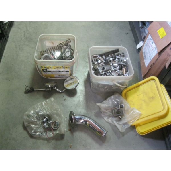 2 BINS OF MISC. KNOBS, HANDLES, ETC.