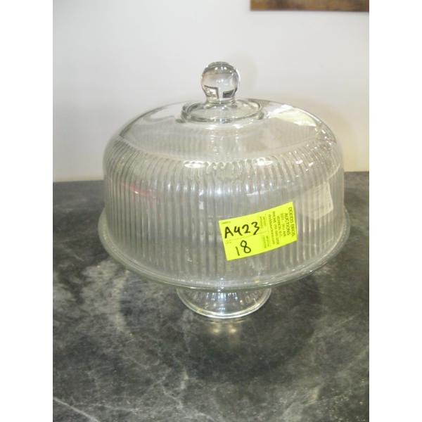 GLASS COVERED CAKE STAND